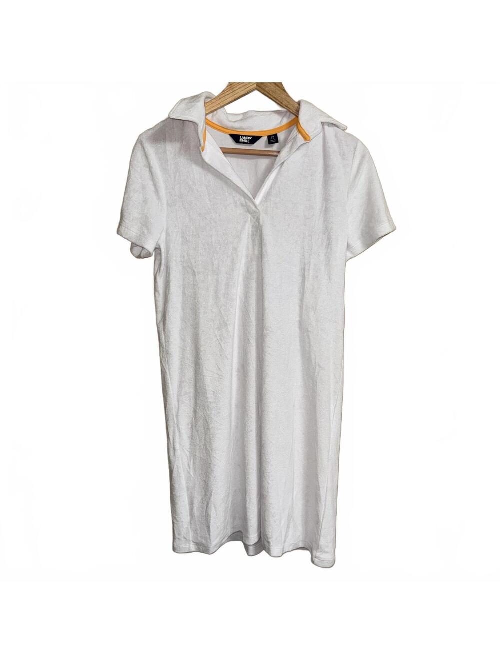 Lands' End Women's White Terry Cloth Polo Dress XS